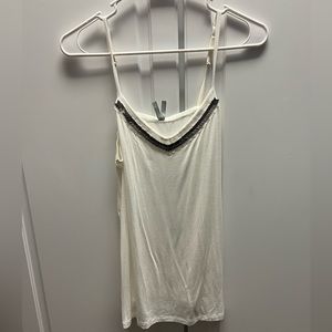 Cream Beaded Neckline Tank